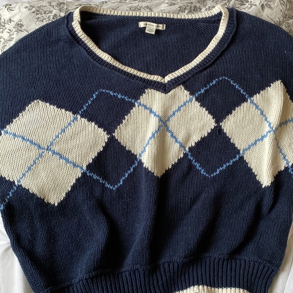 American Eagle| Argyle Jumper | Navy blue/ White| M/M | (Fits like L/XL ) - Picture 2 of 4